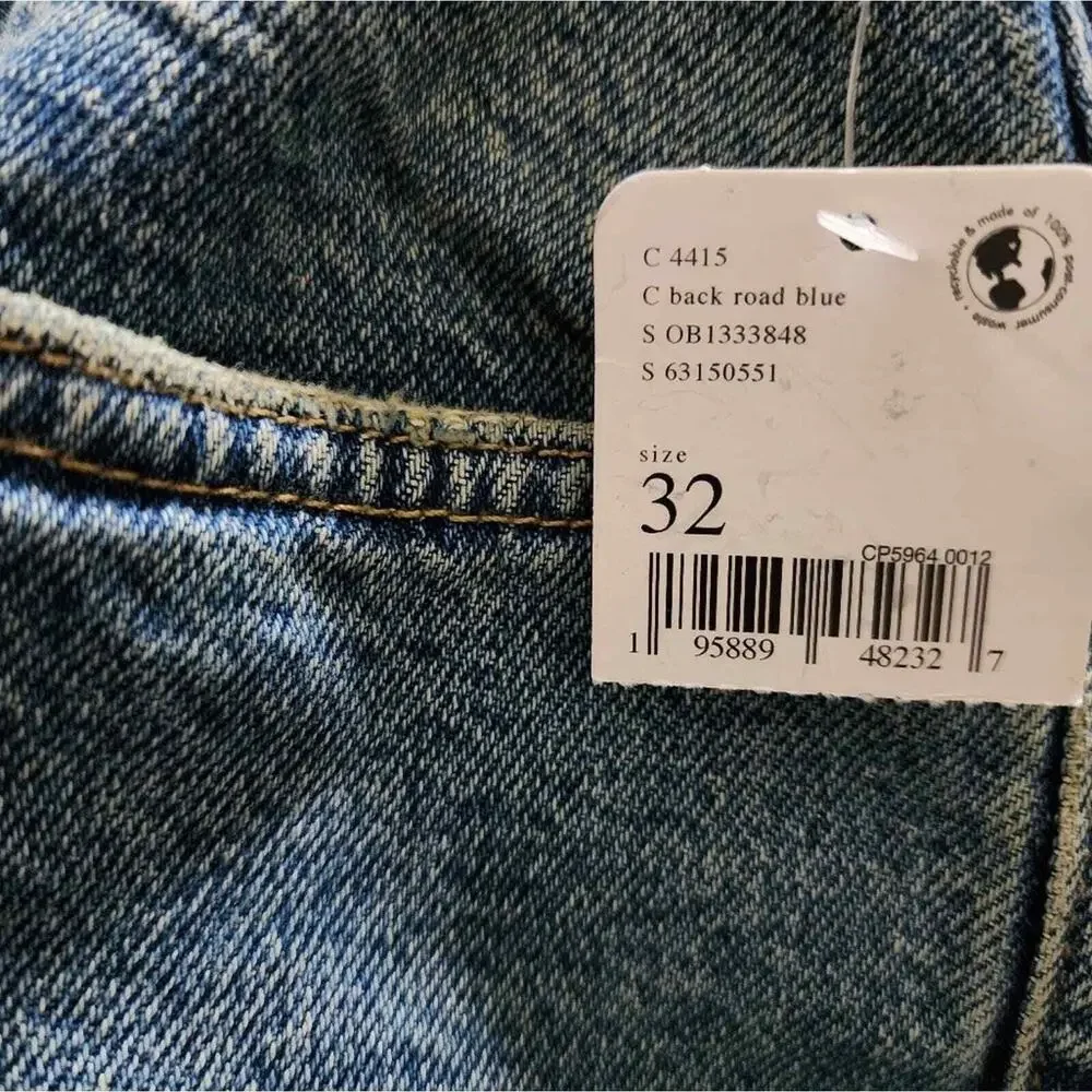 We The Free Lasso Straight Button Fly Jeans in Back Road Blue Size 32 New!!